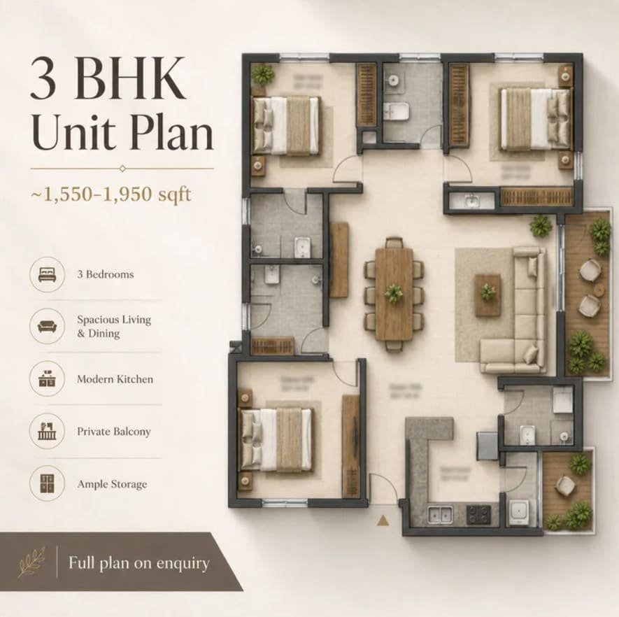 3bhk unit plan